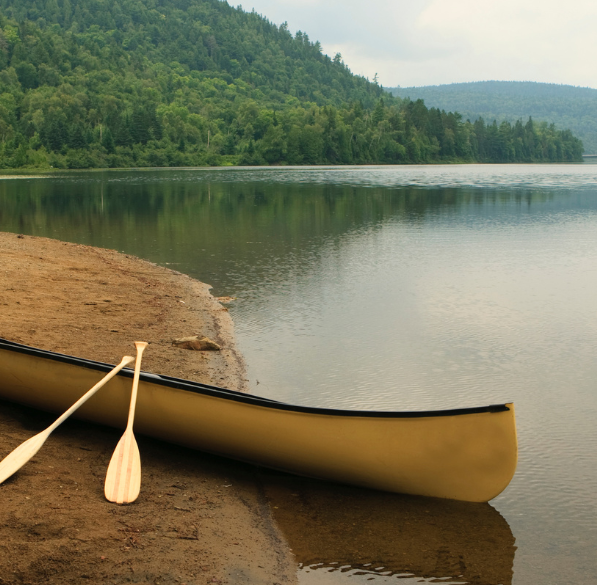 Canoe au bord d'une rivière