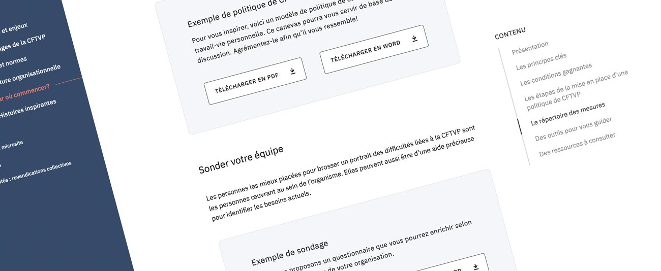 Les outils à télécharger pour vous aider à entamer une démarche de CFTVP